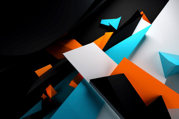 Abstract blue and orange background with squares - Generative Ai