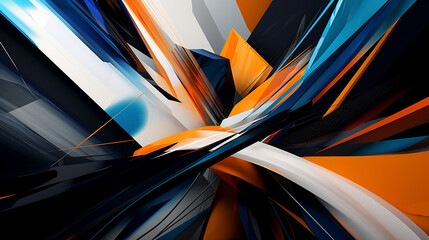 Abstract 3d orange and blue fractal background - Generative Ai