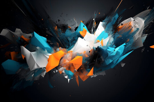 Abstract orange and blue splash background with space - Generative Ai