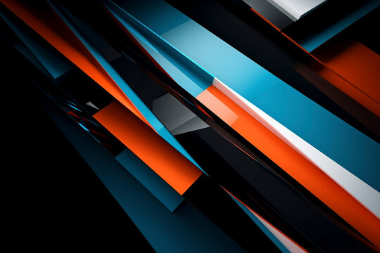 Abstract blue and orange background with lines - Generative Ai