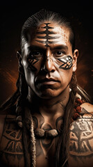 Ferocious Native American Fighter, Generative AI