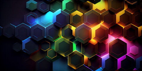 Wallpaper pattern with hexagons - Generative Ai