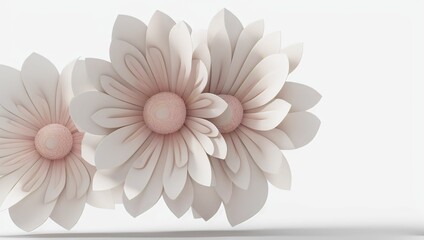 Slight pink daisies on white background by generative AI