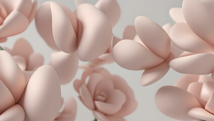 Abstract pink flowers and petals on neutral background by generative AI