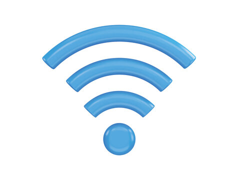 A blue wifi icon 3d rendering vector illustration