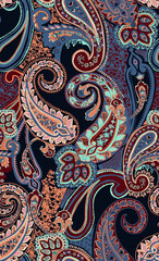 Paisley design Shawl pattern. Seamless Asian Textile Background. Damask seamless pattern, paisley pattern	