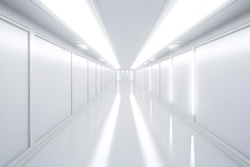White and bright futuristic room, ai generative illustration