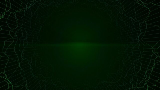 Hypnotisches dynamisches gr&uuml;nes Tunneldesign  &ndash; Mittelpunkt digitalen Erlebens und futuristischer Perspektiven, Energie, Technologie, Forschung, Dimension, Virtualit&auml;t