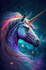 Obraz na płótnie Canvas space unicorn Generative AI