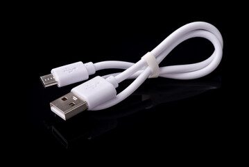 White micro usb to usb cable