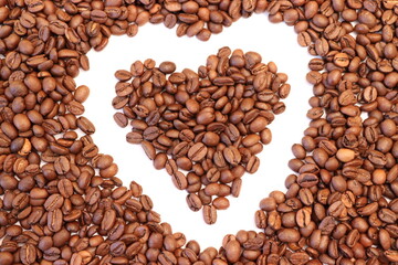 Ziarna kawy w kształcie serca