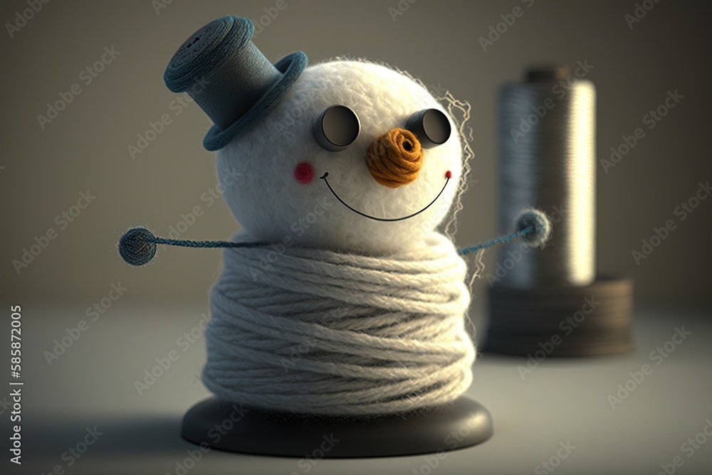 Poster wool and thread snowman animation generative ai