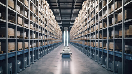 Obraz premium Interior of a modern warehouse. Generative AI