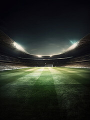 Football stadium at night. Generative Ai