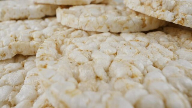 Puffed rice bread. Quaker rice cakes, close-up shot