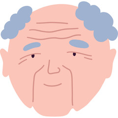 Cartoon Old Man Portrait With Grey Hair