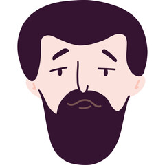 Cartoon Brunette Man Portrait With Beard