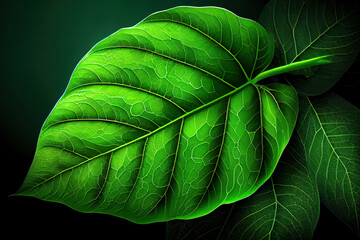 Top view of natural green leaf for nature background. Generative Ai