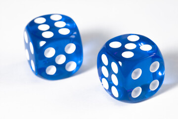 two blue dices on white background