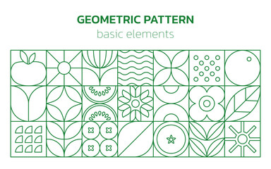 Geometric food line pattern. Natural plant flower simple shape, abstract eco agriculture concept. Vector minimal banner