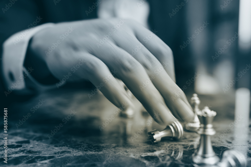 Poster chess board game to represent the business strategy with competition in the world market. and find o