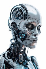 Obraz na płótnie Canvas female android cyborg head portrait - Generative AI