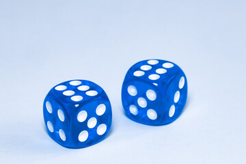 two blue dices on white background