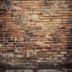 Aged Grunge Brick Wall Texture - An Ancient Architectural Pattern on an Old Cement Block Building Surface: Generative AI