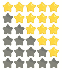 Rating Yellow rating stars stars set. Vector