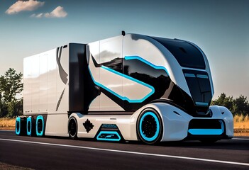 Future of autonomus cargo transportation , concept of Robotic Automation and Connected Logistics, created with Generative AI technology