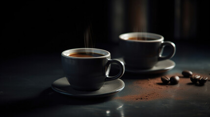 Fototapeta premium morning espresso in ceramic cups. Generative Ai