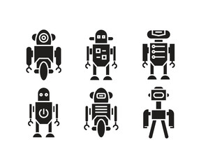 cute robot character icons vector illustration