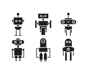 cute robot character icons vector illustration