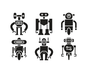 humanoid robot icons set vector illustration