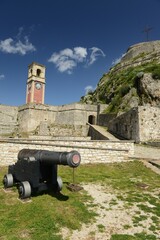 Old Corfu fort, Corfu island, Greece- View in the fort looking up to the acropolis in Spring.