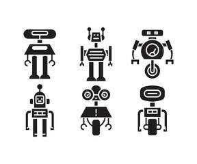 robot character icons set