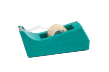 Rouleau de scotch dans son support en plastique vert