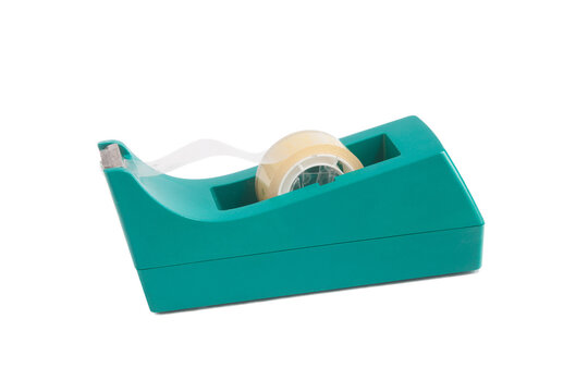 Rouleau de scotch dans son support en plastique vert