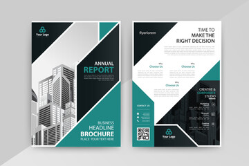 Business abstract vector template for Brochure, Flyer with Cyan and Black Color, Front and back.