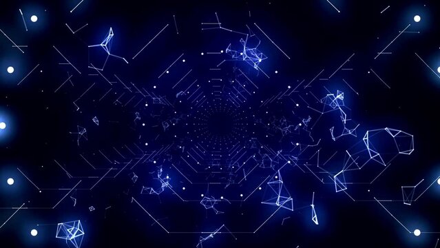 Speed of digital lights, neon glowing rays in motion video. Modern tech, 3D render