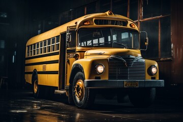 Fototapeta na wymiar Vintage School Bus Isolated. Generative AI