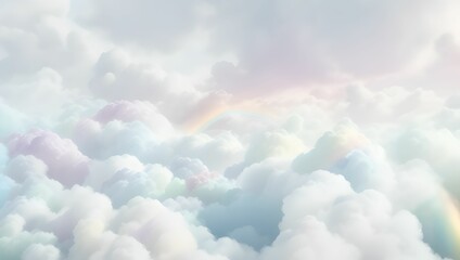 Rainbow color palette in the cloud sky of fantasy background by generative AI