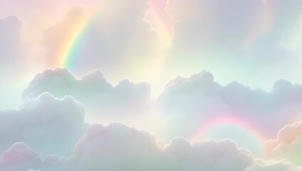 Rainbow in the cloud sky of fantasy background by generative AI