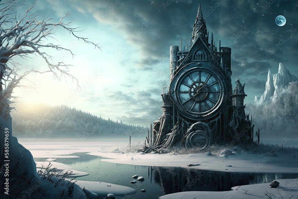 Poster frozen in time - a frosty utopia awaits generative ai