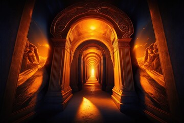 Glowing Spectacles of Heavenly Splendor at the Golden Passageway Generative AI