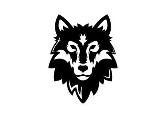 Wolf Head Icon Logo Flat Design Vector. Black Wolf Head