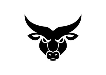 Bull Head Icon Logo Flat Design Black and White