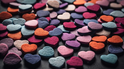 Obraz na płótnie Canvas Colorful Tiny Hearts - Close-Up Detail - Generative AI