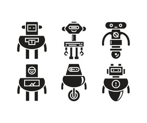 smart robot character icons set