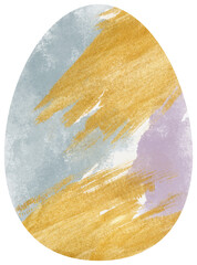 Easter egg simple golden artictic brush, element on transparent background